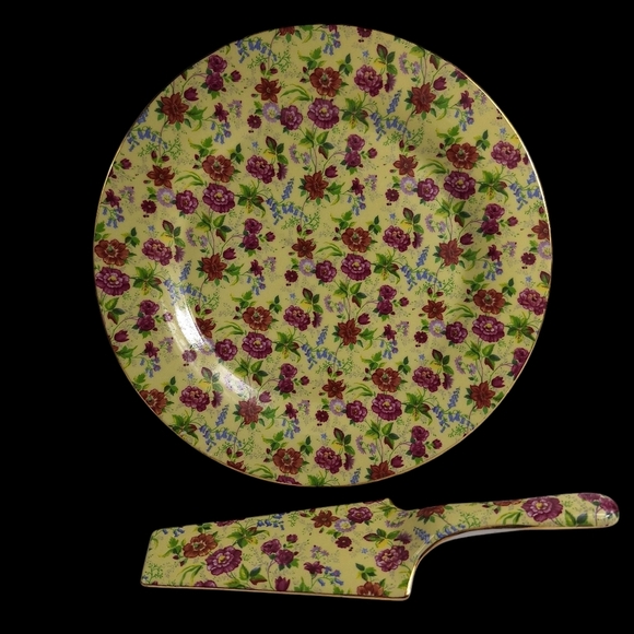 Cake Plate/Server Formalities by Baum Bros Floral Chintz - Picture 1 of 6